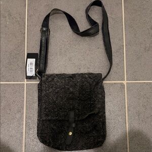 Vintage Addiction Foldover Grey Jute Crossbody